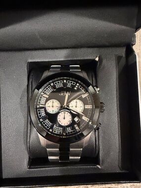 JBW Men's Black and Silver Chronograph Watch